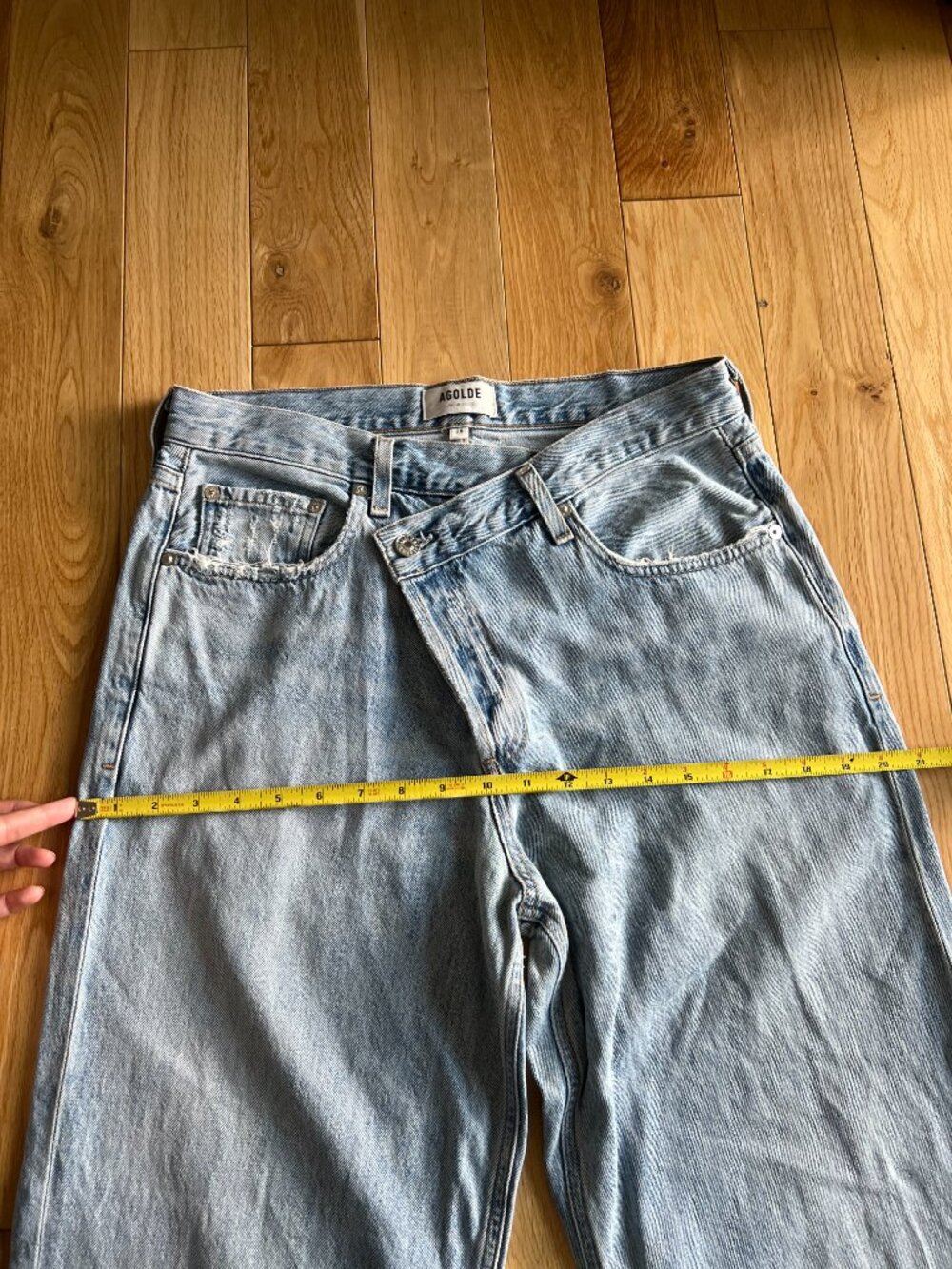 Agolde Criss Cross Jeans Wide Leg Light Wash Button Fly High Rise Womens Size 28 - Picture 9 of 13
